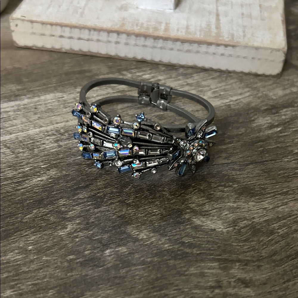 Chic Silver and Blue Gemstone Bracelet